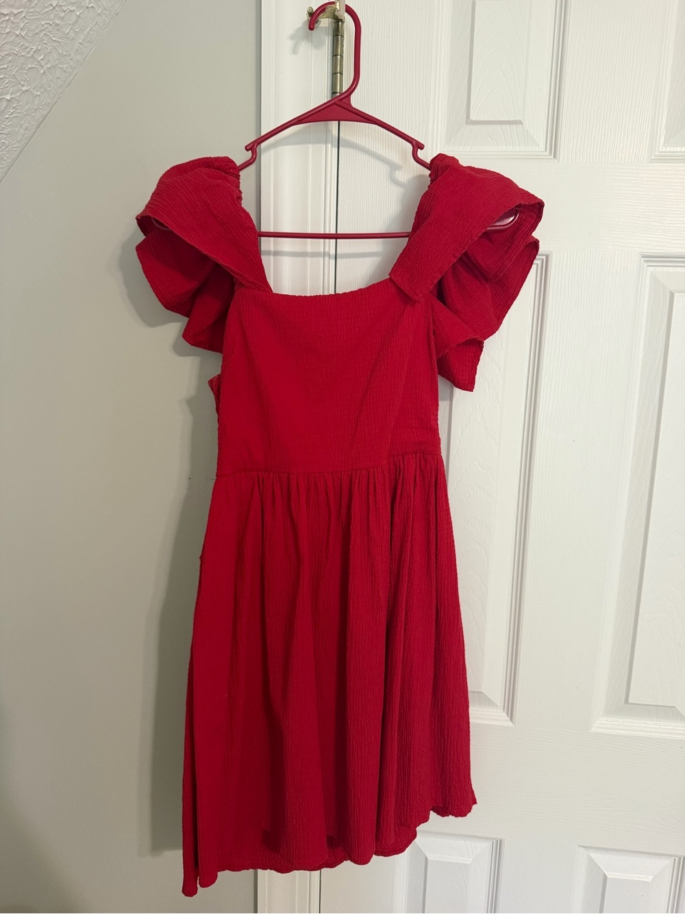 Red Ruffle-Sleeve dress - Picture 1 of 5